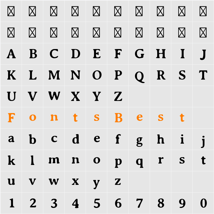 Averia Serif Character Map