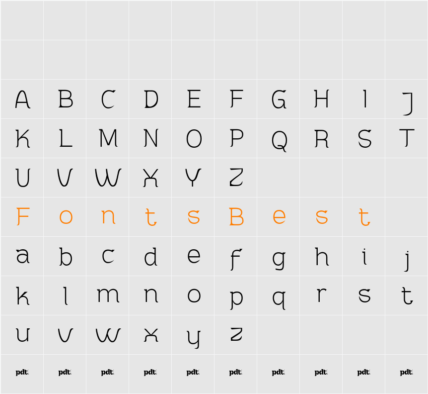 Adahi Personal Use Thin Character Map