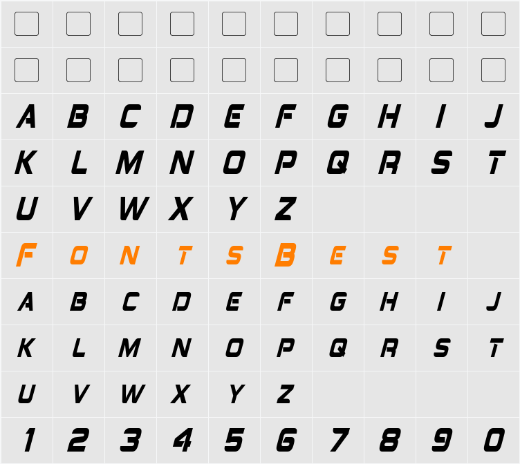 Montalban Condensed Character Map