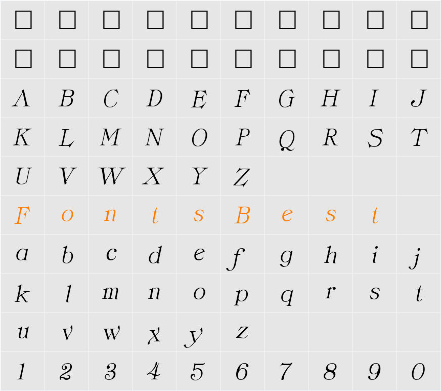 Classica Character Map