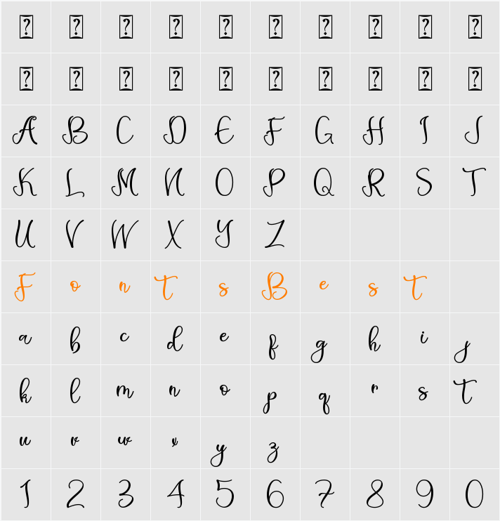 Aneliya - Personal Use Character Map