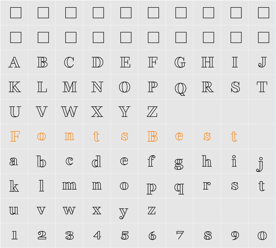 Fakedes Outline Character Map