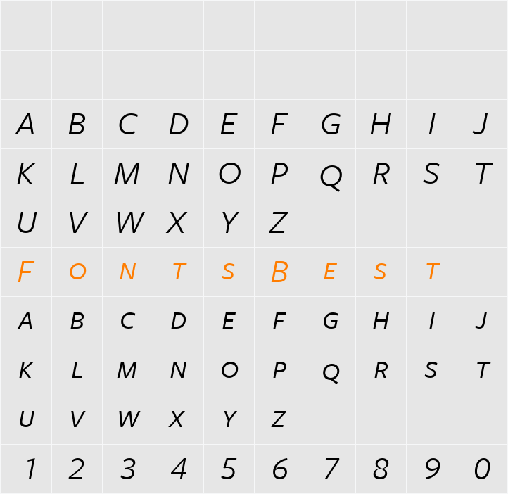 FreightSans BookItalicSC Character Map