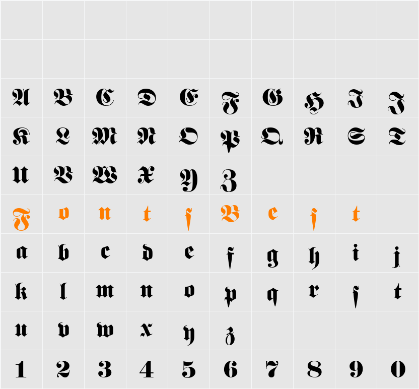 Fette Fraktur Character Map