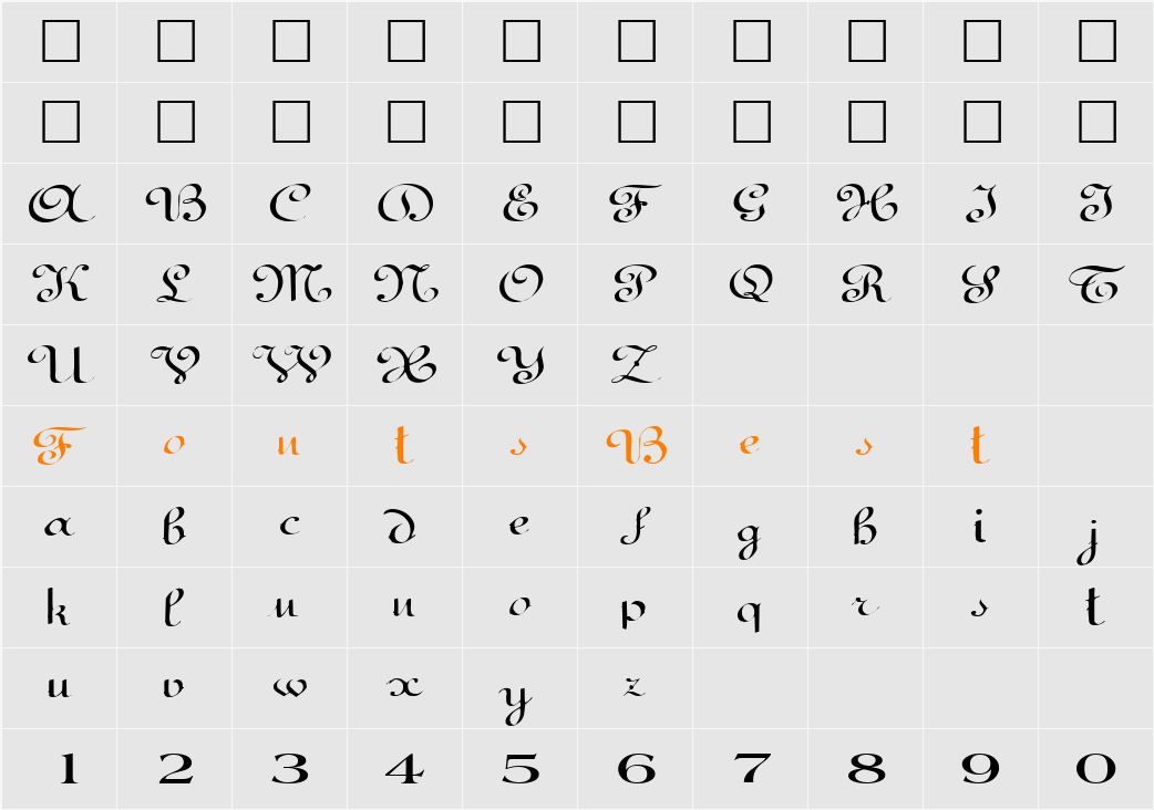 BedFord ttext Character Map