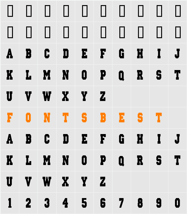 IvyLeagueCondensedSolid Character Map