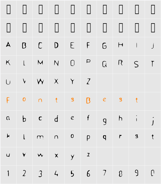 BFStencil Character Map