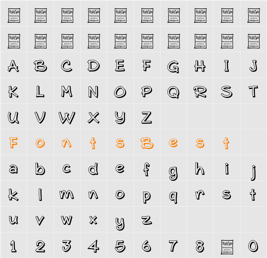 Typo Comica Outline Character Map