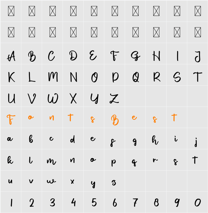 Boristeak Character Map