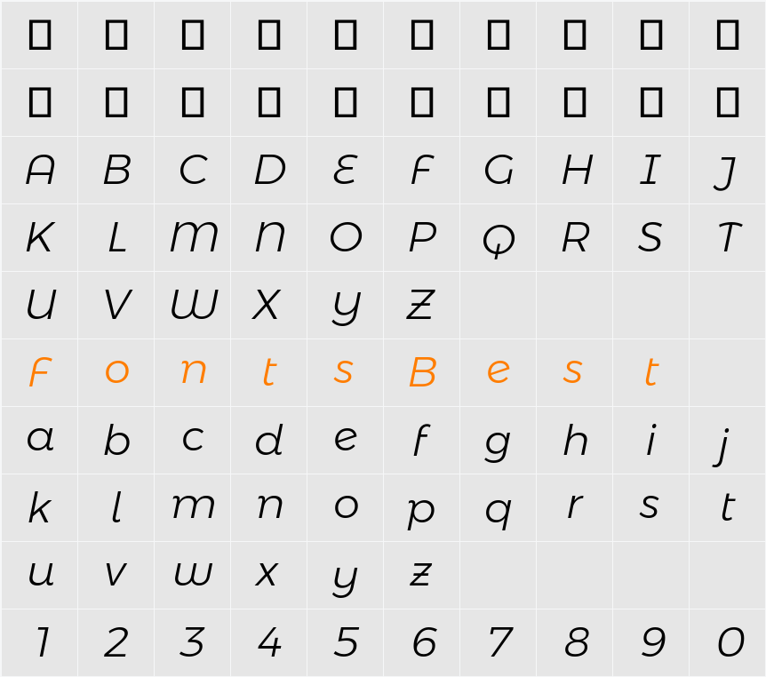 Montserrat Alternates Light Character Map