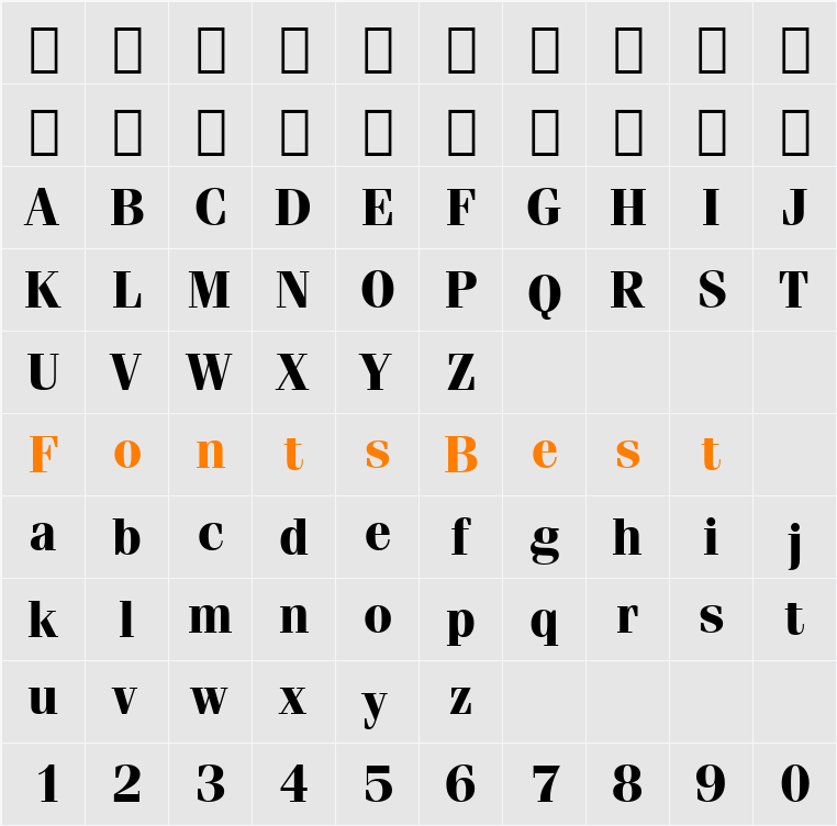 Fenice BT Character Map