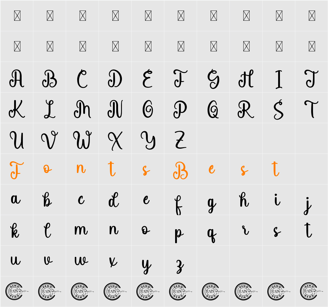Butteries Demo Character Map