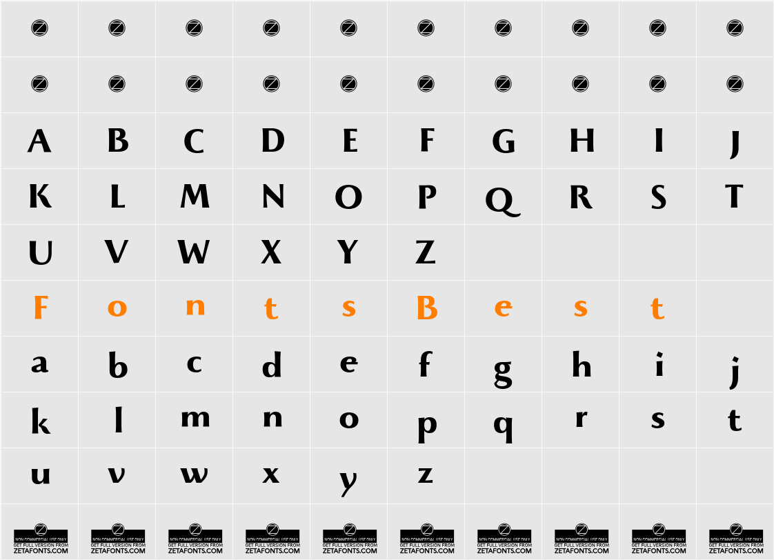 Beatrix Antiqua Bold Character Map