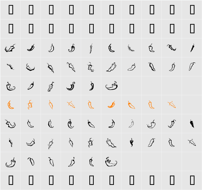 Chili Pepper Dingbats Character Map
