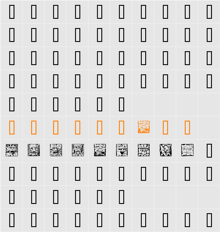 Mythago Squares Character Map
