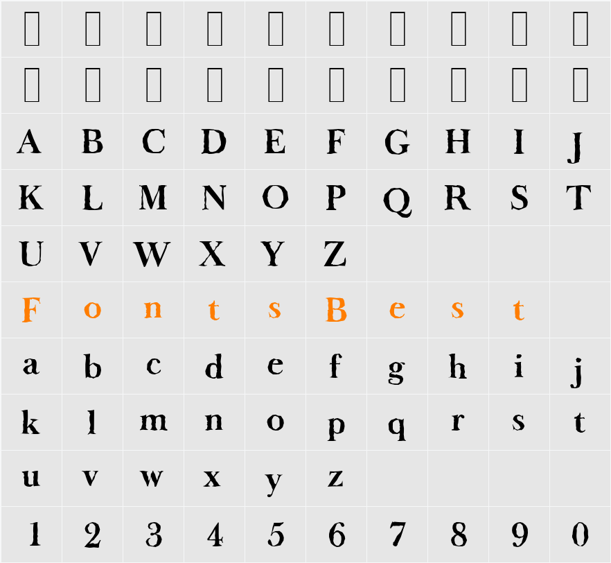 BaskerOldAntique Character Map