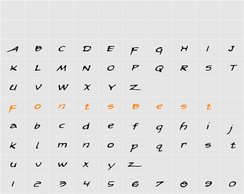 Arilon Expanded Italic Character Map