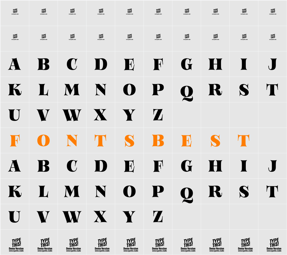 Bloemche All Caps Ex Bold Trial Character Map