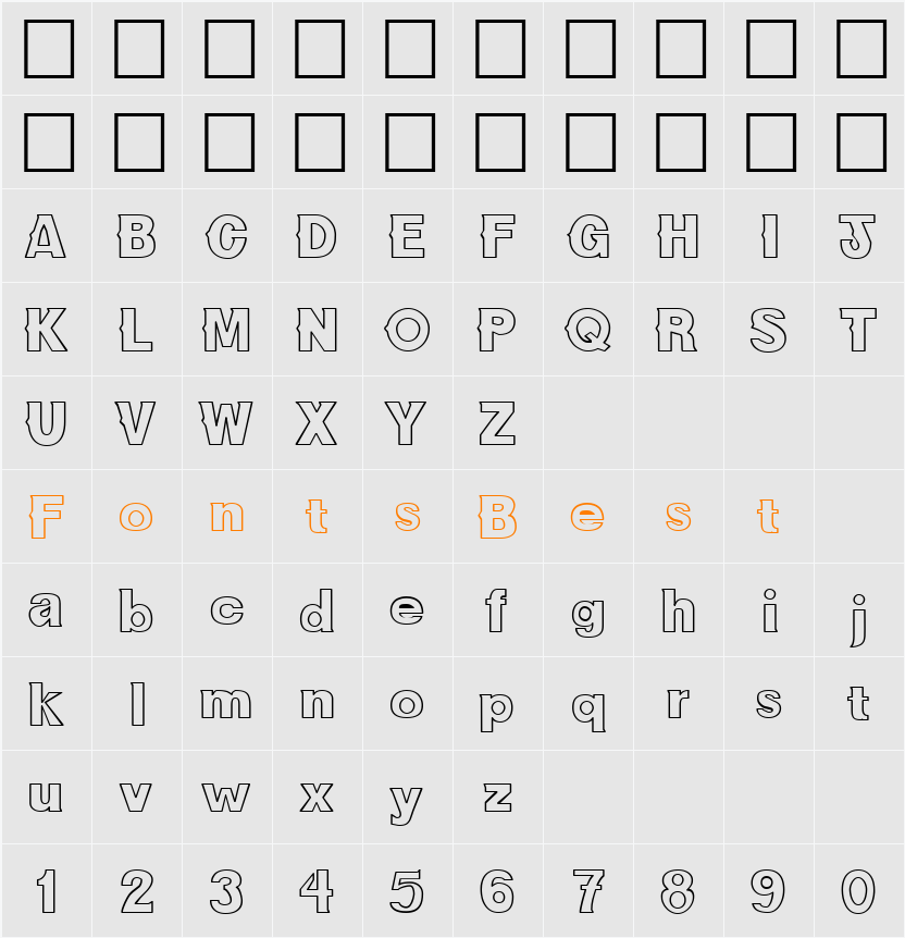 FZ JAZZY 36 HOLLOW Character Map