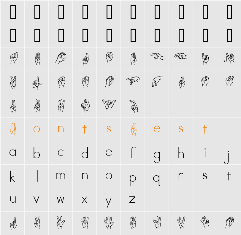 AbcAmSignLang Character Map