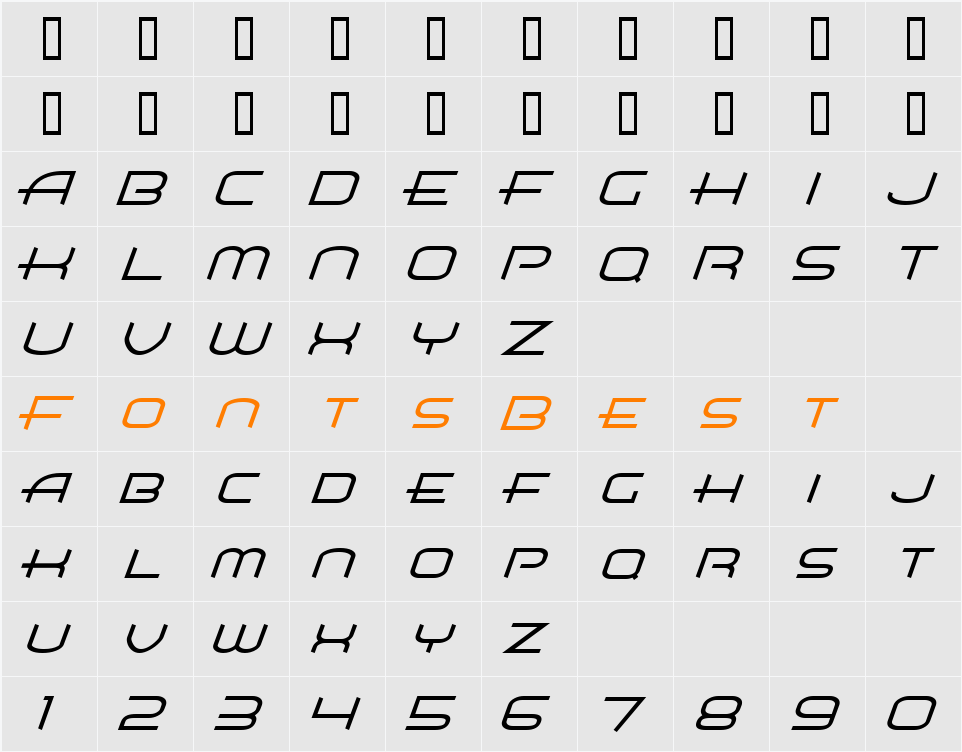 Air Flow BTN Lt Character Map