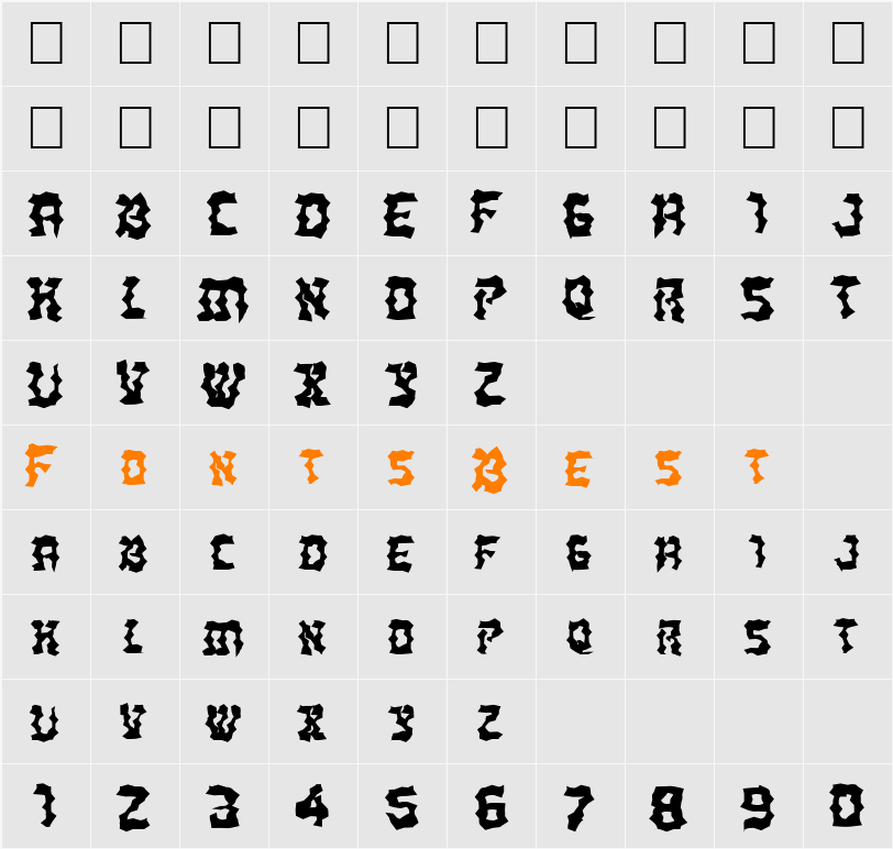 FZ WACKY 21 EX Character Map