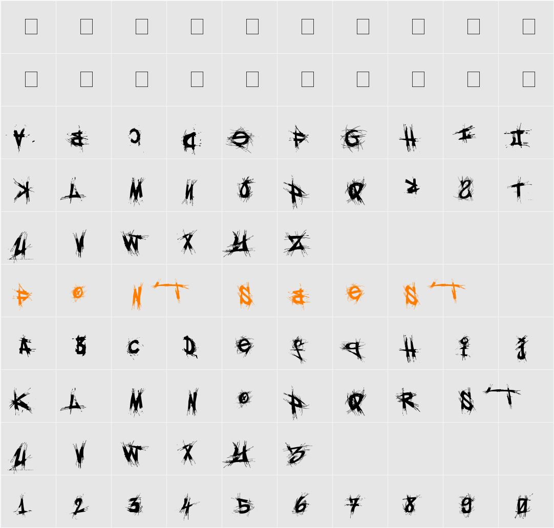 el&font gohtic! Character Map