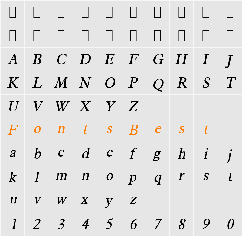 Nadine-Condensed Character Map