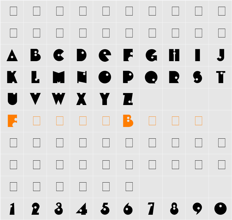 Cheap Shot Display Caps SSi Character Map
