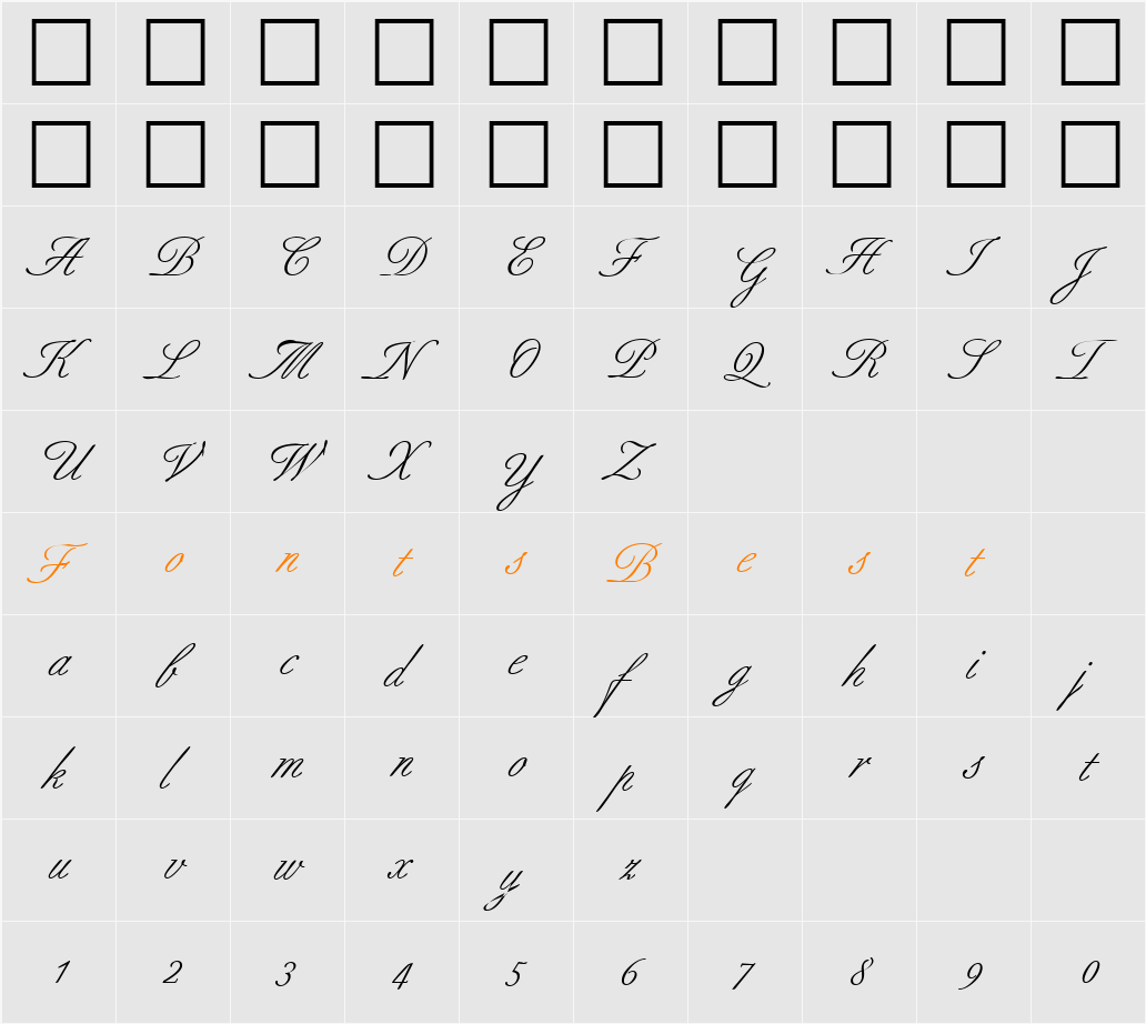 BerneseScript DB Character Map