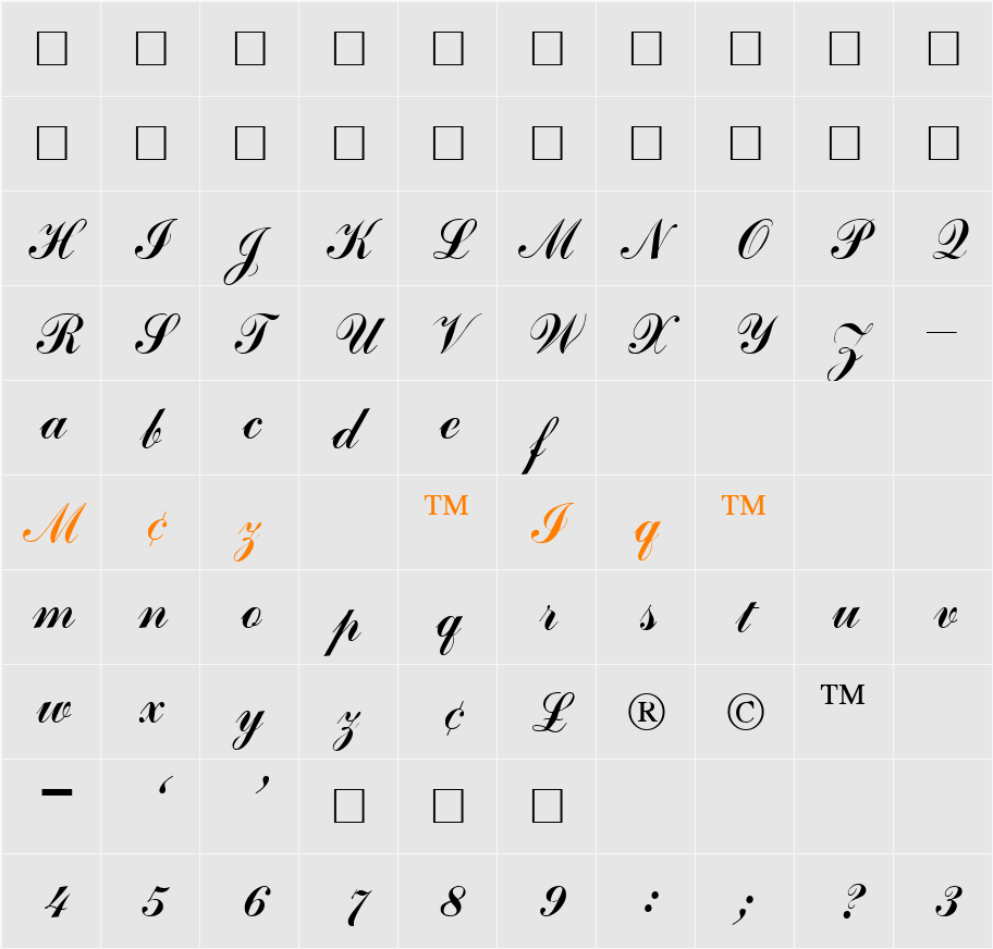 䅵瑨潲 Character Map