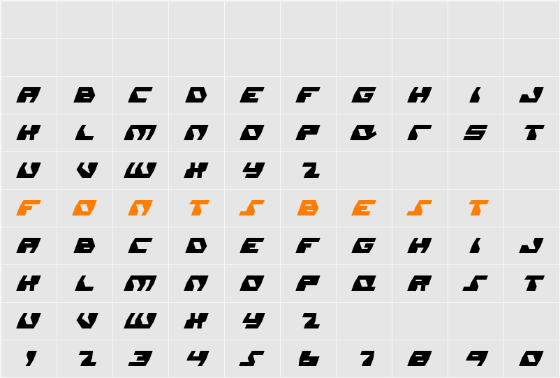 Daedalus Condensed Character Map