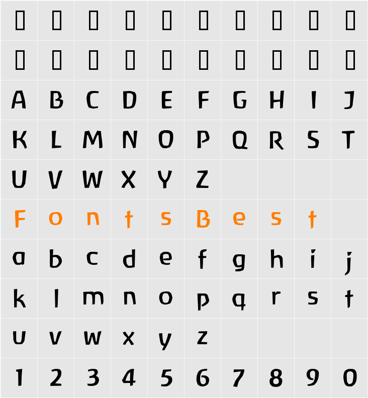 Baar Antropos Aidfont Character Map