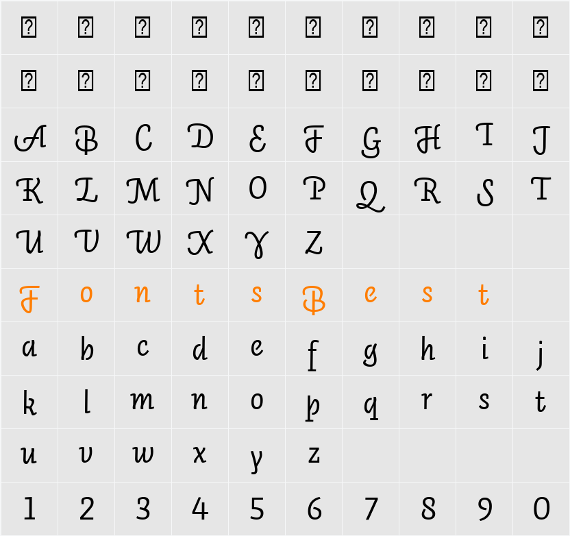Auto 3 LF Character Map