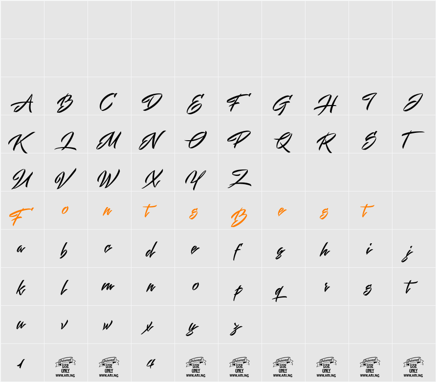 Mistuki 1 PERSONAL USE Character Map