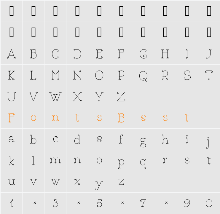 BouclettesDemo Character Map