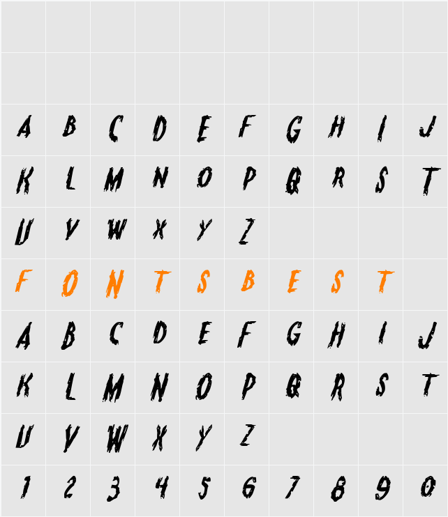 Monsterama Expanded Italic Character Map