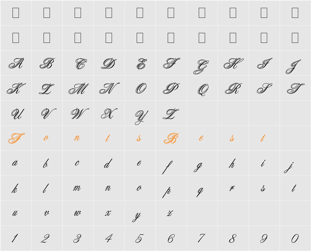 Aristocrat LET Character Map