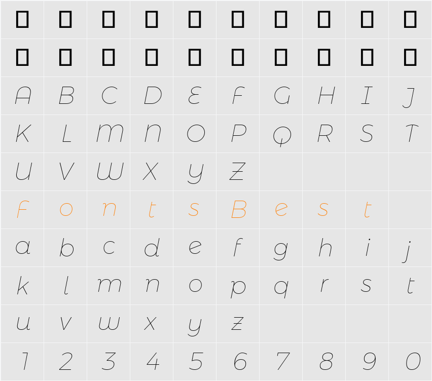 Montserrat Alternates Thin Character Map