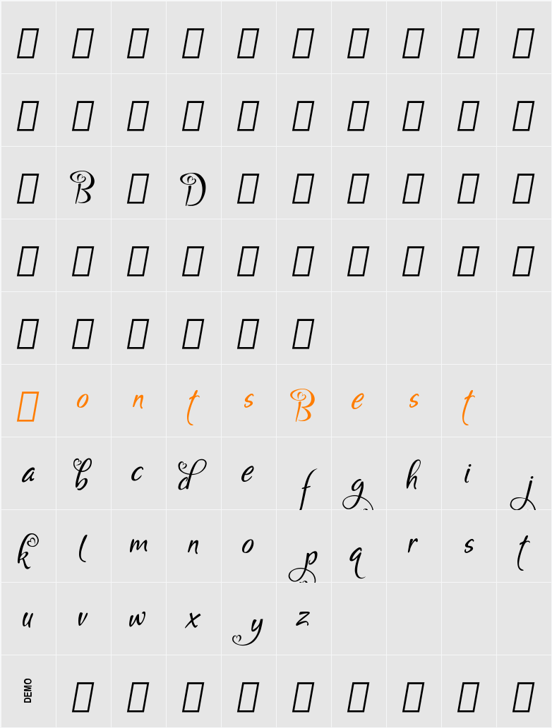 Bigdey Character Map