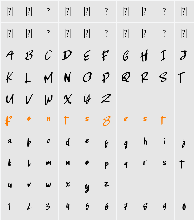 Brontoseno Character Map