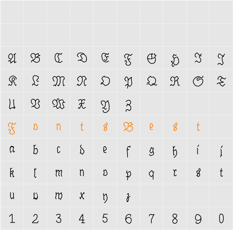 BrokenHand Character Map