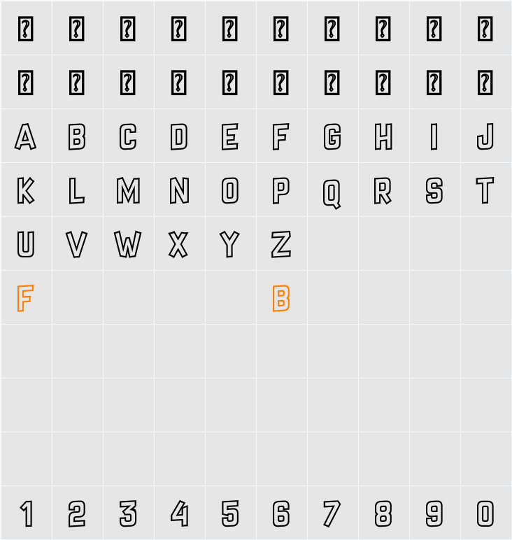 Crazy Sixties Hollow Character Map