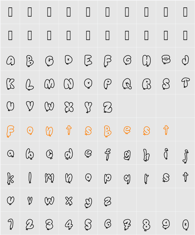 Balloons Character Map