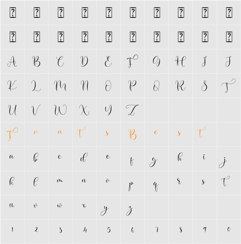 Adelia Character Map
