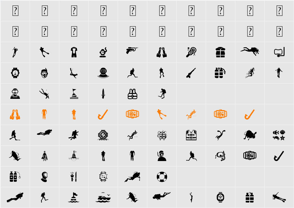 Diving Character Map
