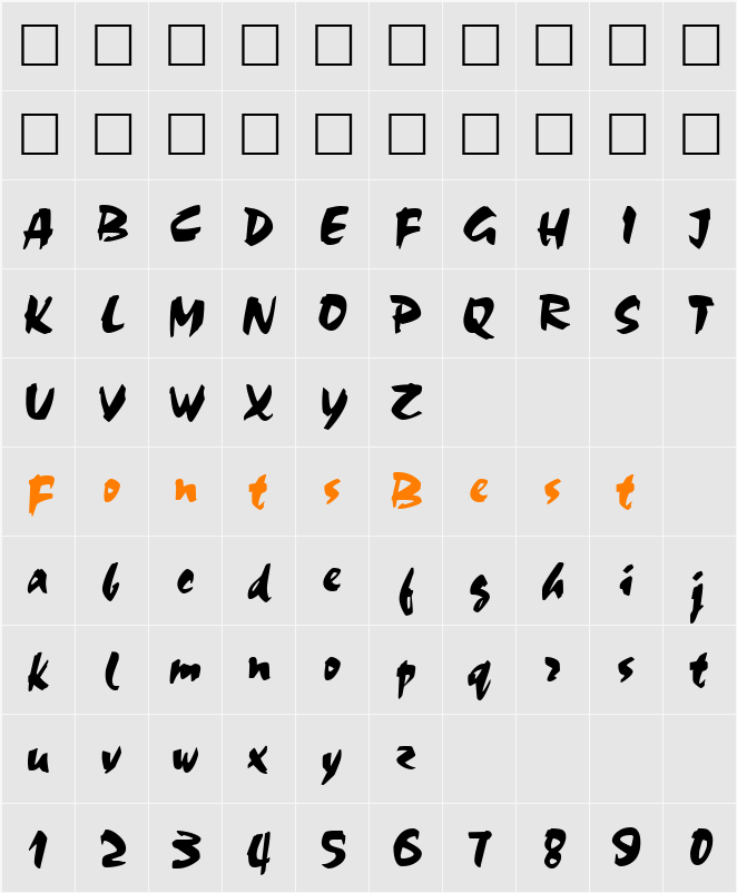 Chokko Character Map