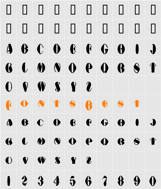 AustralianFlyingCorpsStencilA Character Map