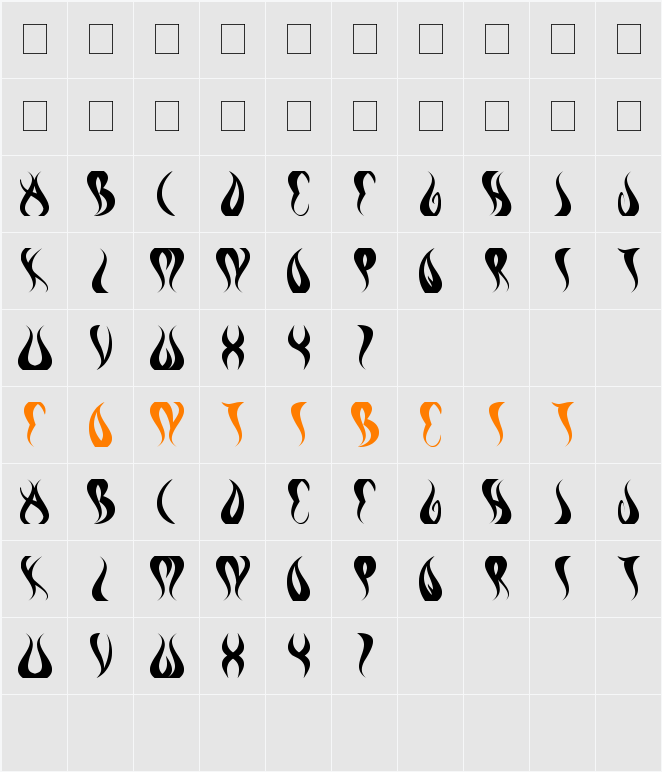 eternal flame Character Map