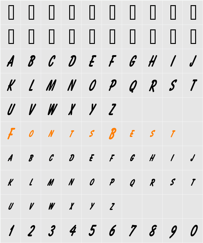 Bassett Thin Character Map